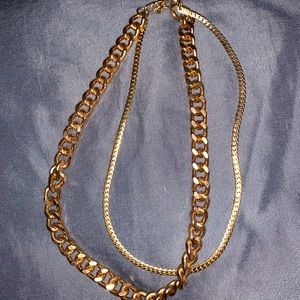 gold chocker layered necklace